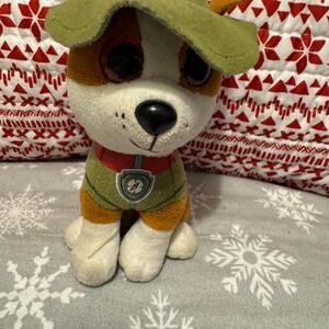 Paw Patrol Tracker Plush Toy Green Hat Vest Dog Stuffed Animal Christmas